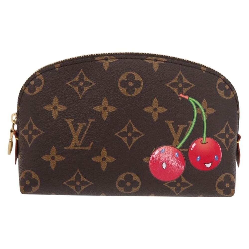Louis Vuitton Monogram Cherry Pochette Cosmetic PM Pouch Brown
